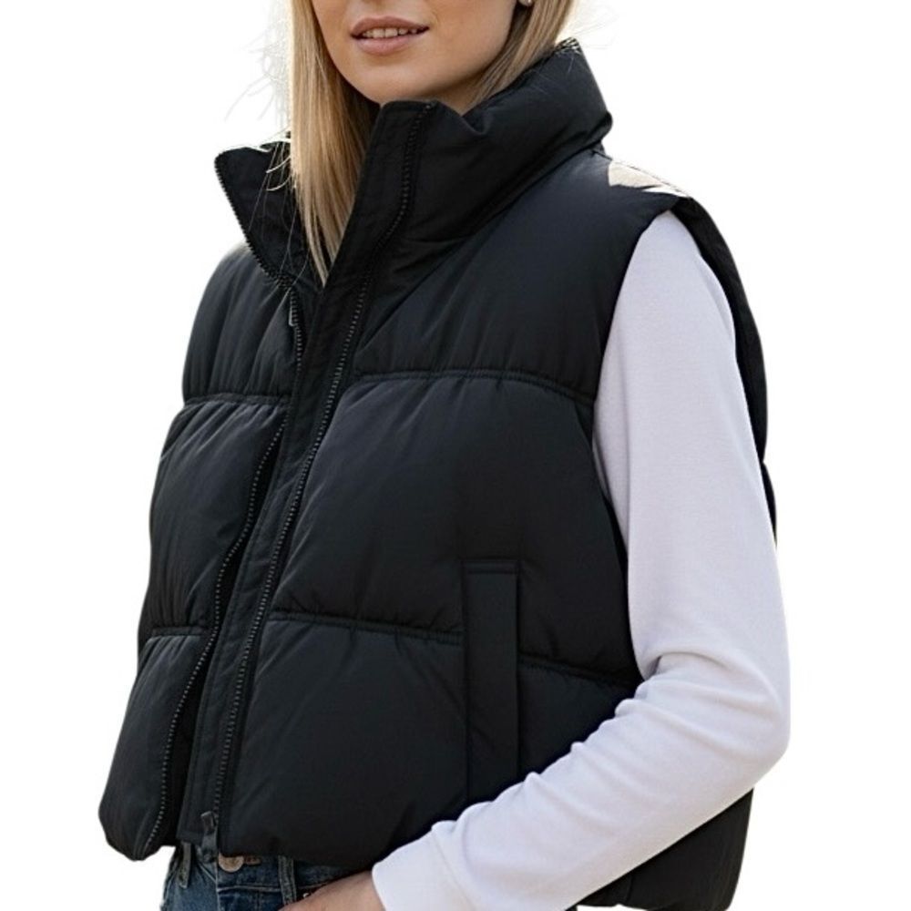 H&M Dividend Black Cropped Puffer Vest Xl